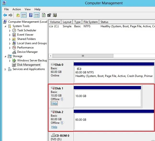 disk management offline disks