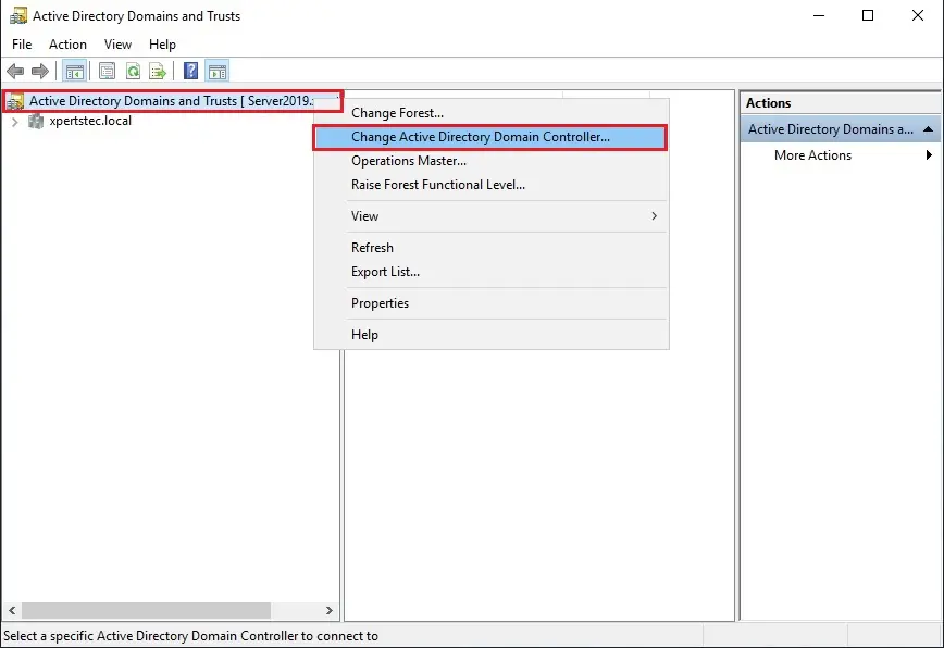 domains and trust change active directory domain controller