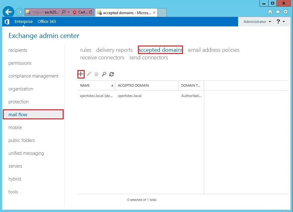 exchange 2013 accepted domain