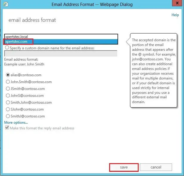 exchange 2013 email address format