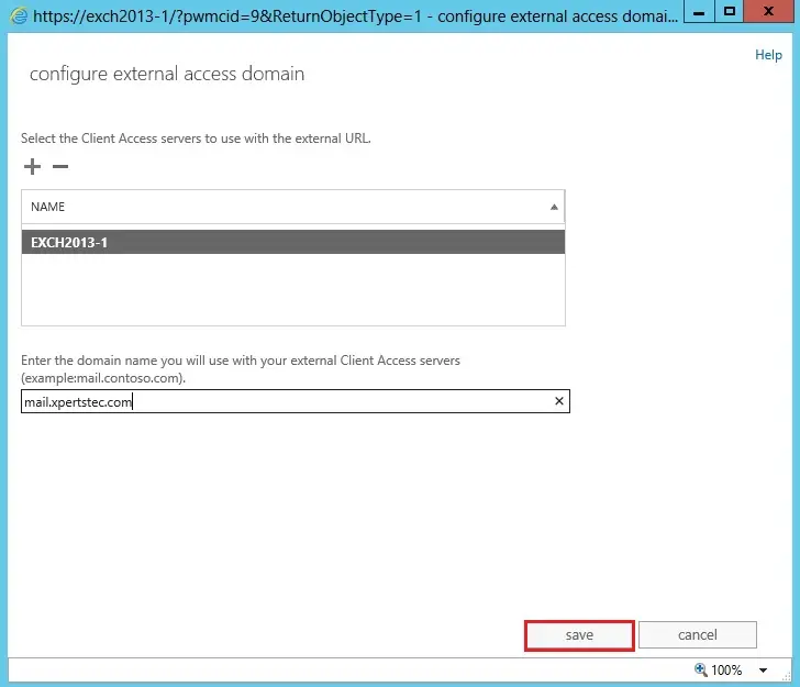 exchange 2013 external access domain