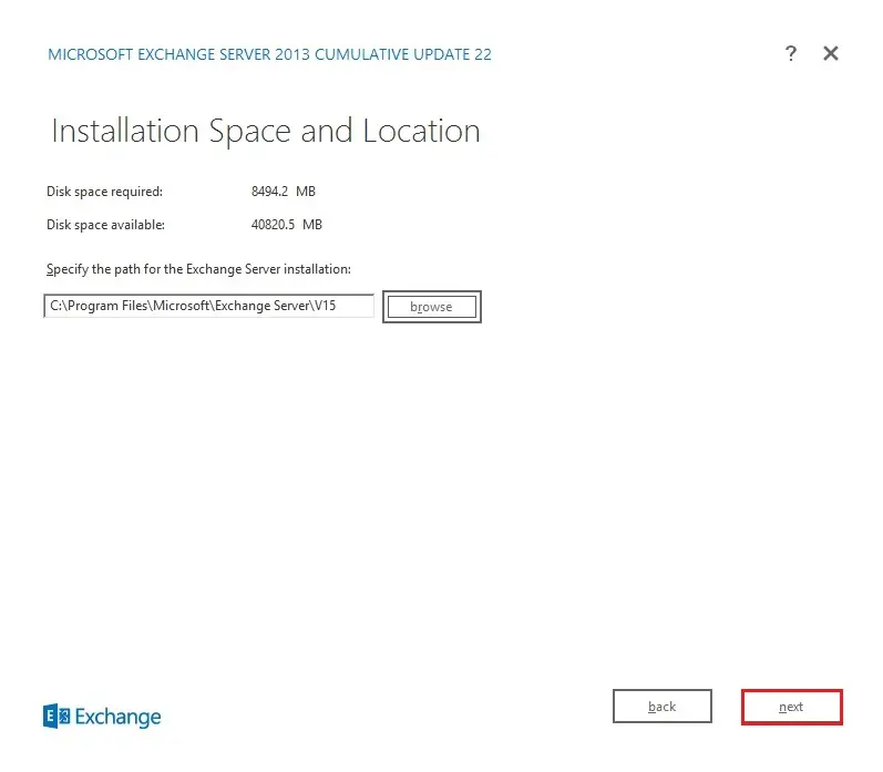 exchange 2013 installed location