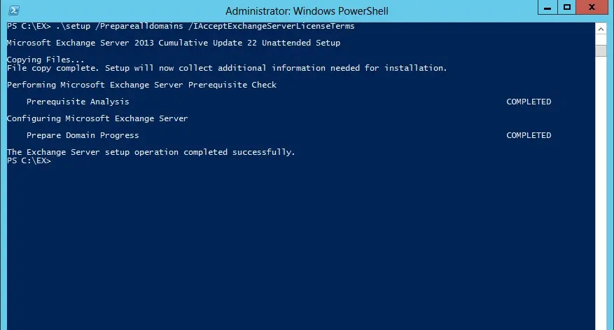 exchange 2013 prepare all domain powershell