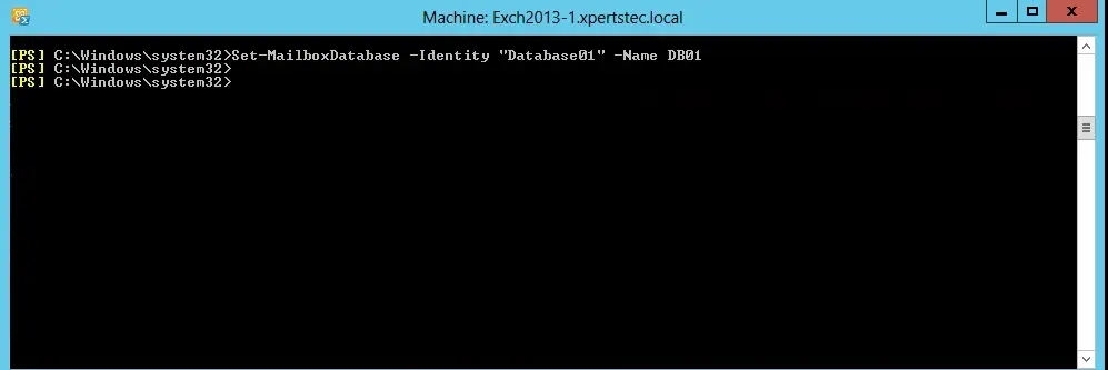 exchange 2013 rename database powershell command