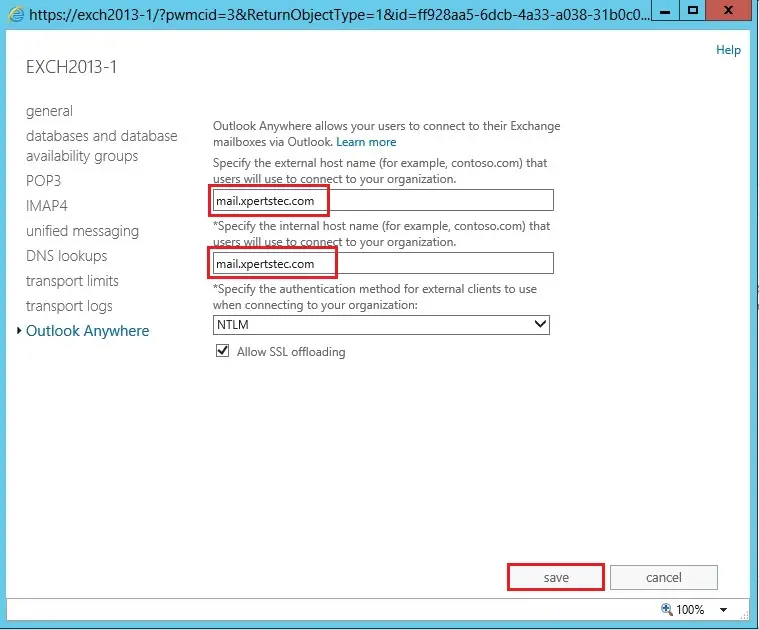 exchange 2013 virtual directory outlook anywhere