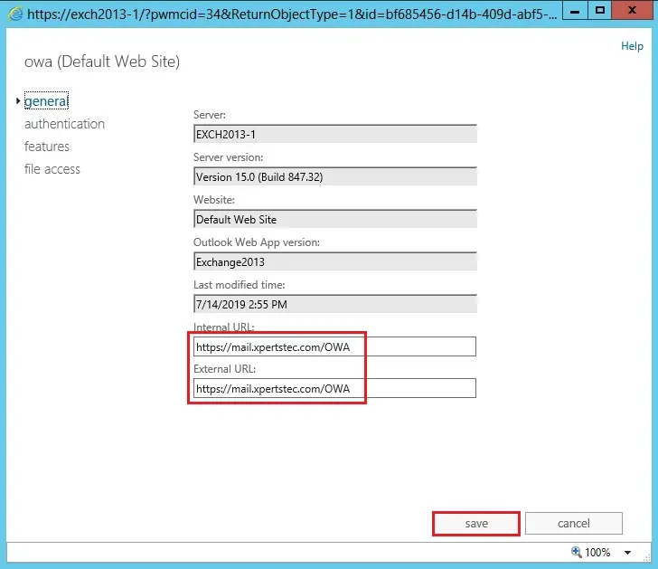 exchange 2013 virtual directory owa