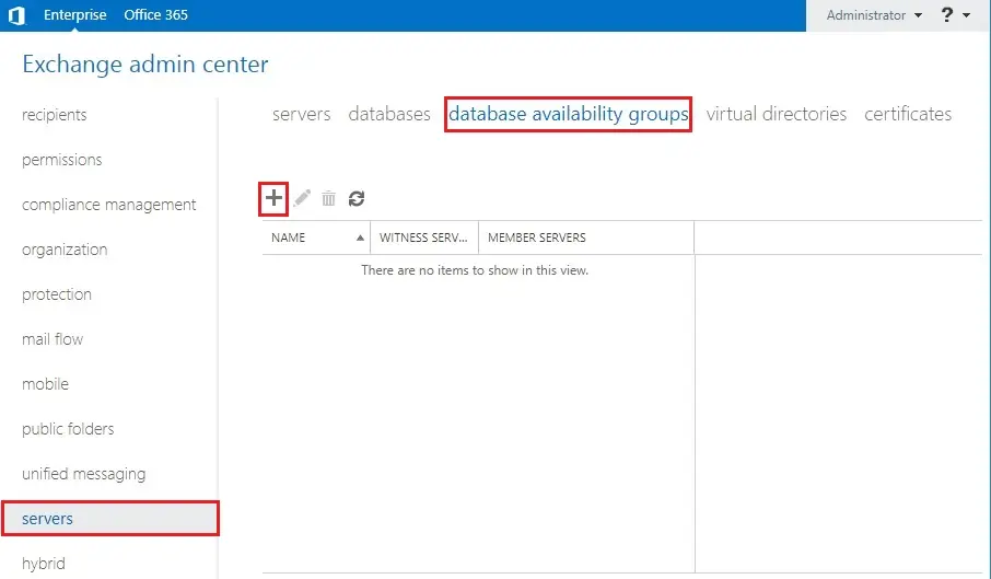 exchange admin center 2013 Database Availability Group