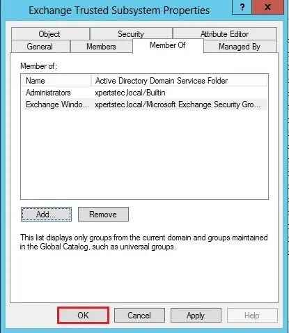 exchange trusted subsystem properties