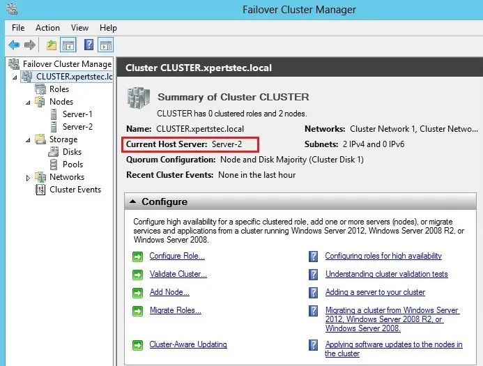 failover cluster manager