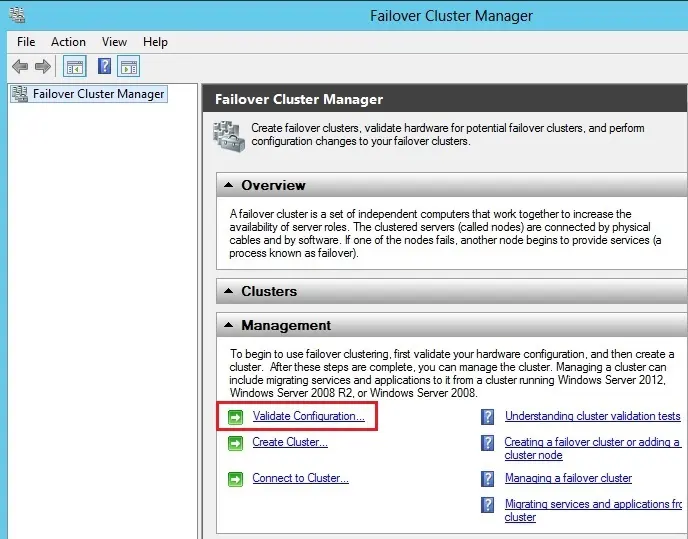 failover cluster manager 2012