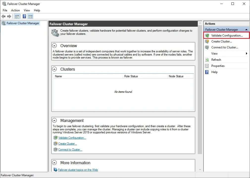 failover cluster manager 2019