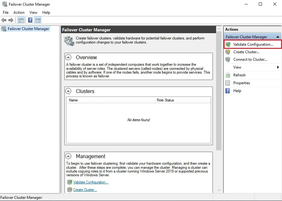 failover cluster manager 2019