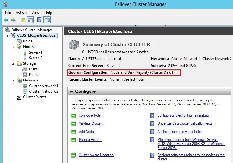 failover cluster manager