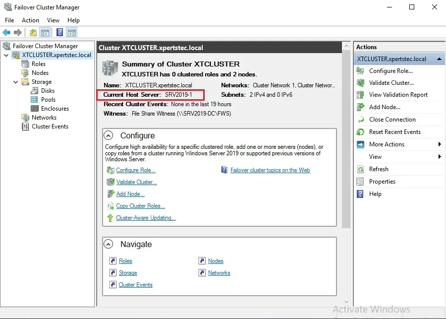 failover cluster manager