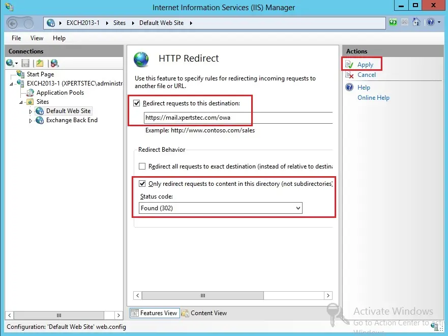 iis manager http redirect URL Redirection