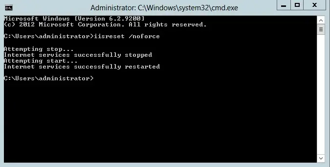 iisreset noforce command