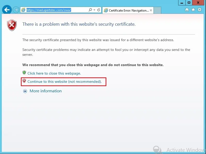 internet explorer security certificate