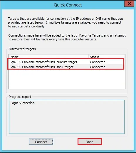 iscsi initiator properties connect