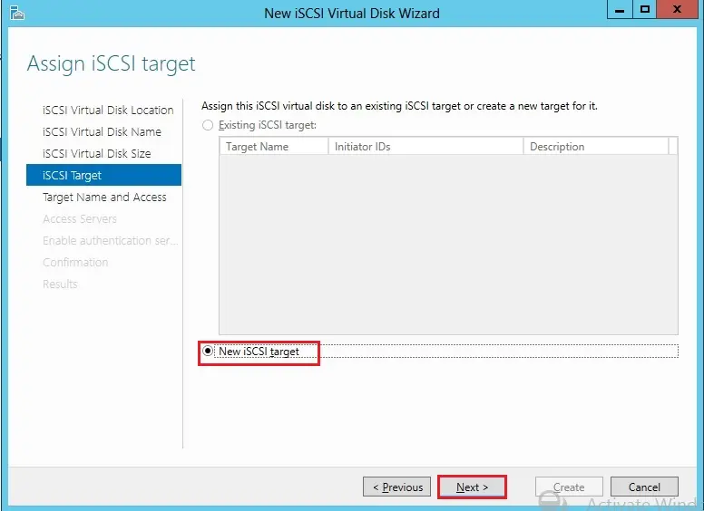 iscsi virtual disk wizard iscsi target