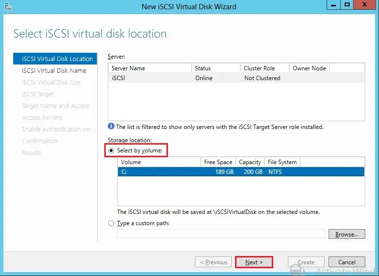 iscsi virtual disk wizard