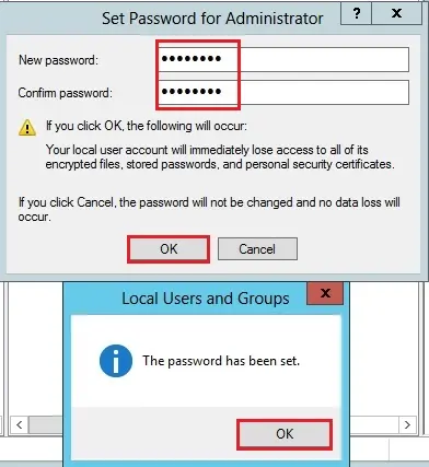 local users and groups password