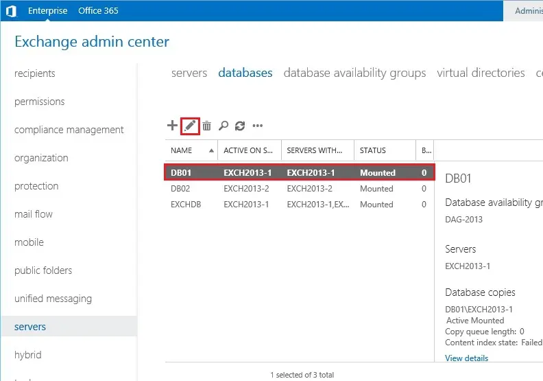 moving database path in exchange 2013