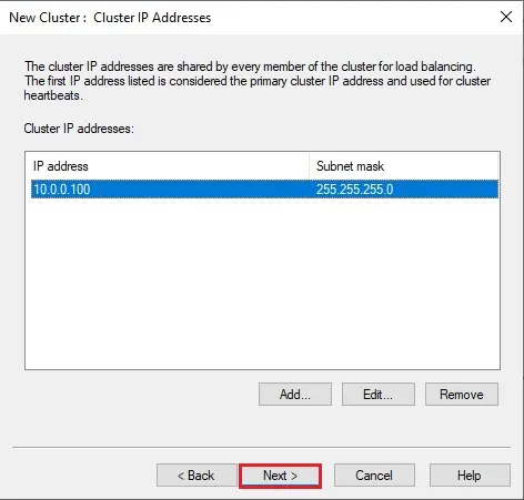 network load balancing cluster ip address