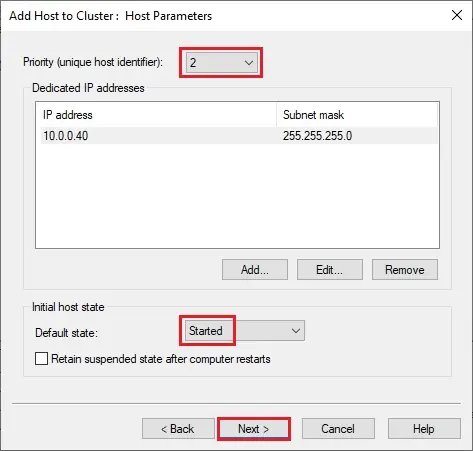 network load balancing host parameters