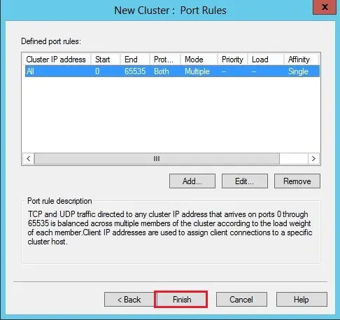 network load balancing port rules