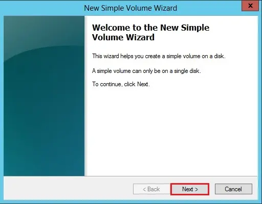 new simple volume wizard