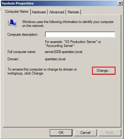 server 2008 system properties