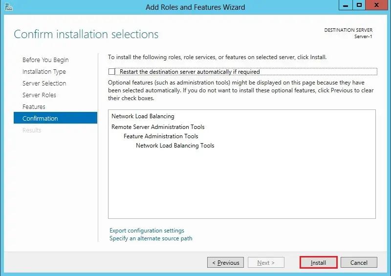 server 2012 confirm installation