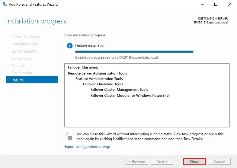 server 2019 installation progress