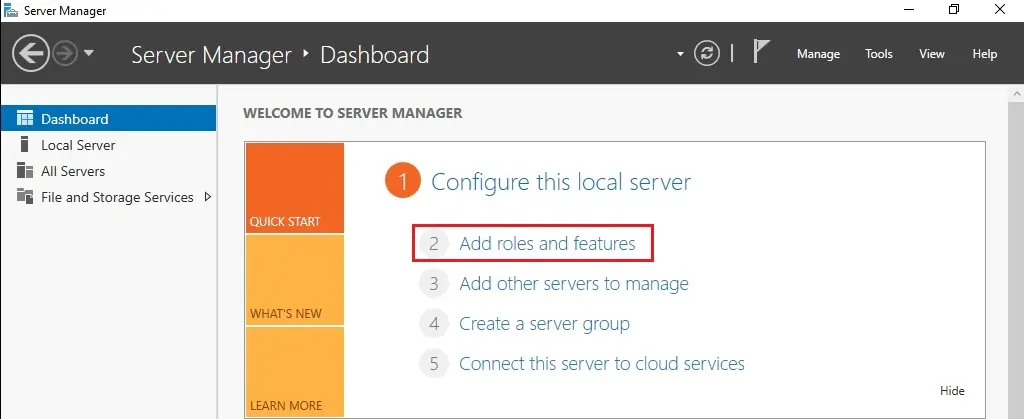 server manager dashboard 2012