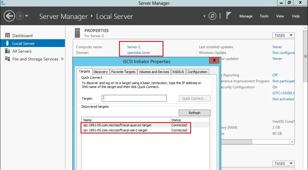 server manager local server