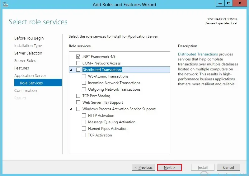 server roles distributed transactions