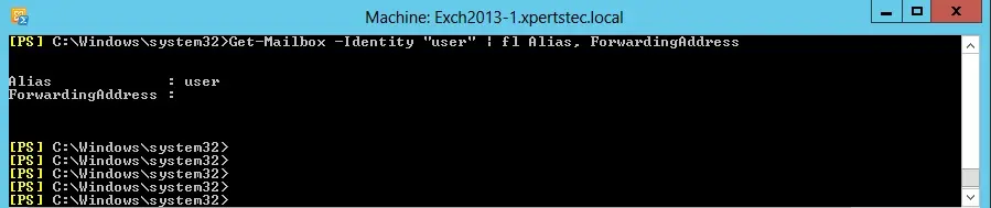 view forwarding email powershell command