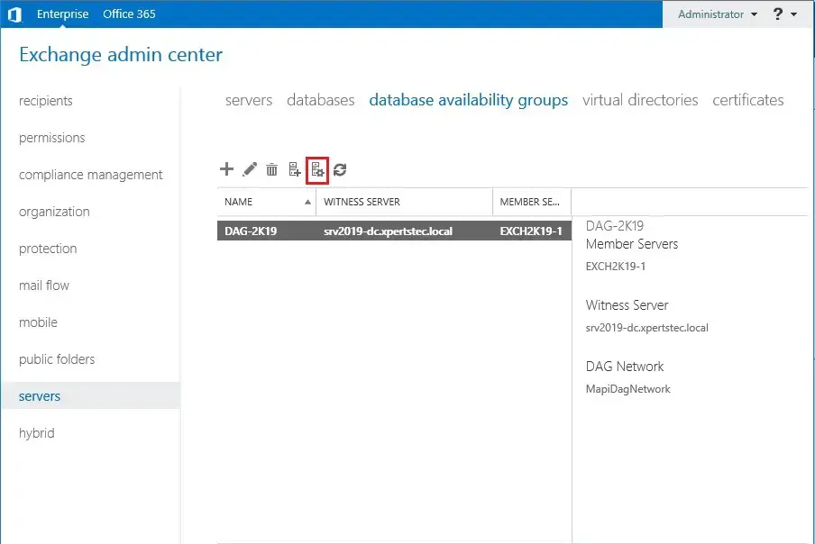 configure database availability group exchange 2019