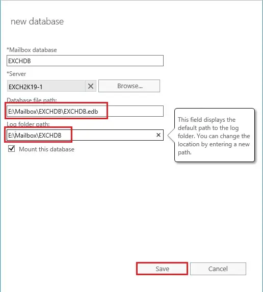 create new database file path