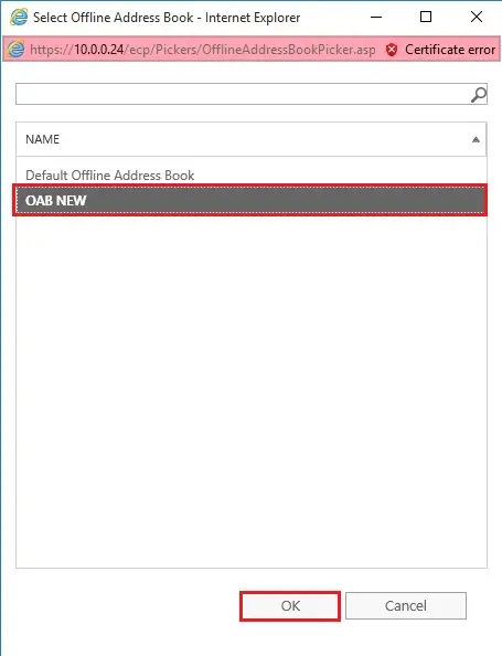 default offline address book