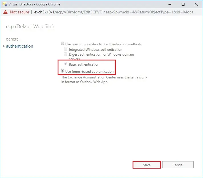 domain username exchange 2019 ecp authentication 