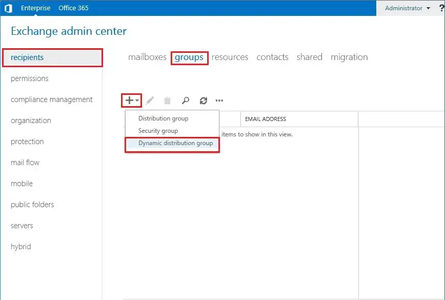 dynamic distribution group exchange 2019