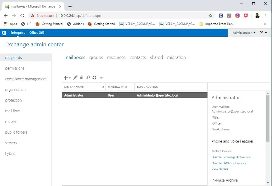 exchange 2019 admin center 