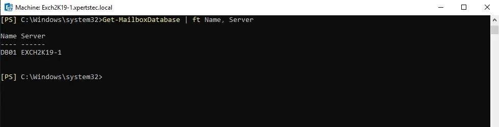 exchange 2019 get mailbox database powershell
