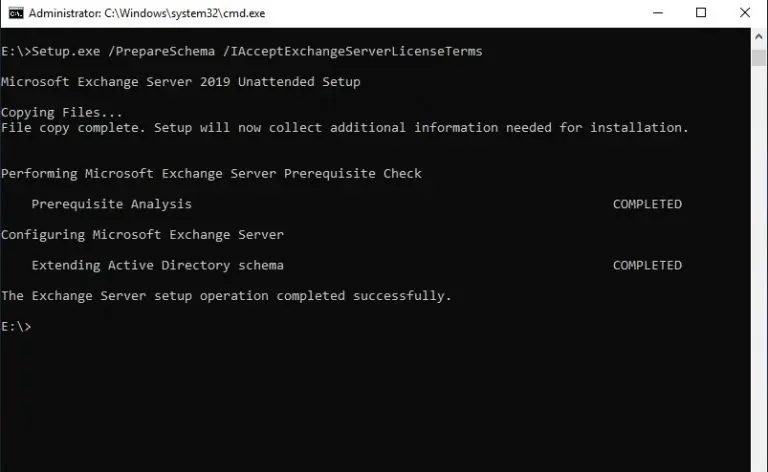 exchange 2019 prepare schema