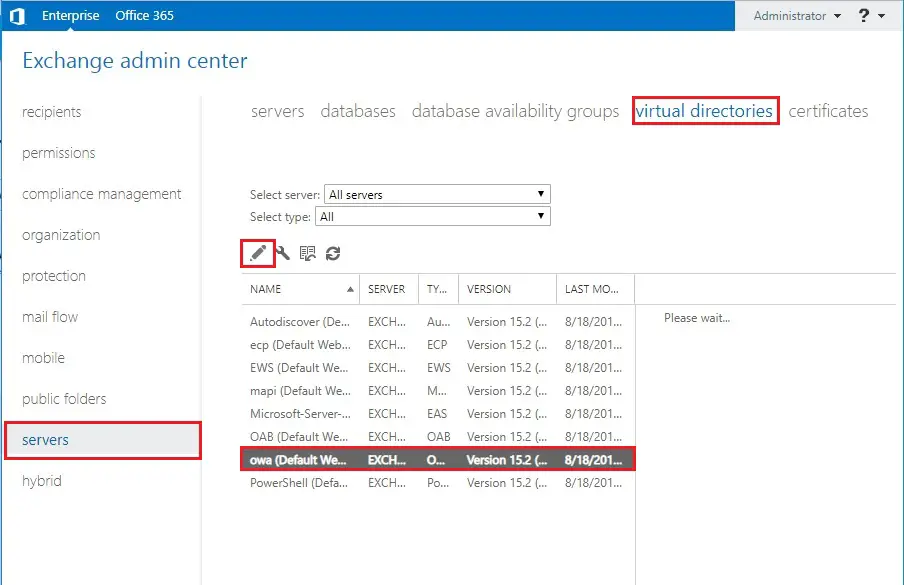 exchange 2019 virtual directories