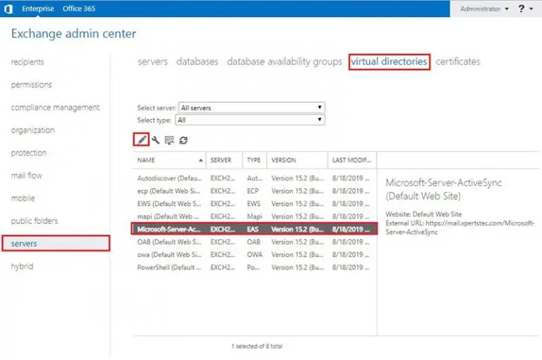 exchange 2019 virtual directory