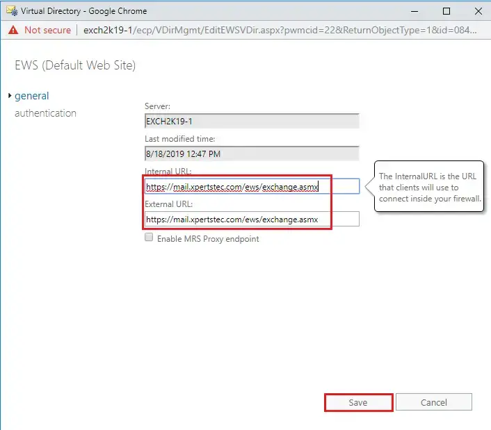 exchange 2019 virtual directory ews