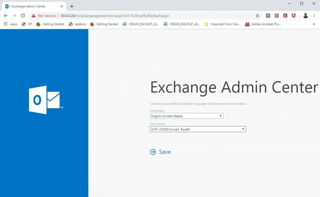 exchange admin center language