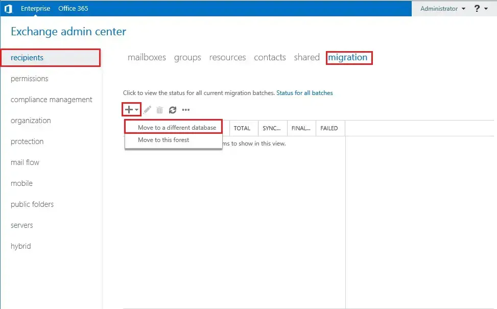 exchange admin center migration